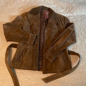 Women’s brown suede jacket.